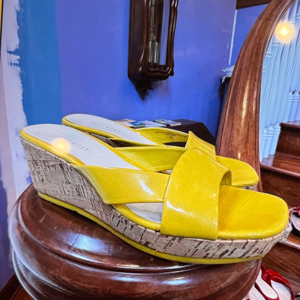 Nine West Yellow Wedge Sandals